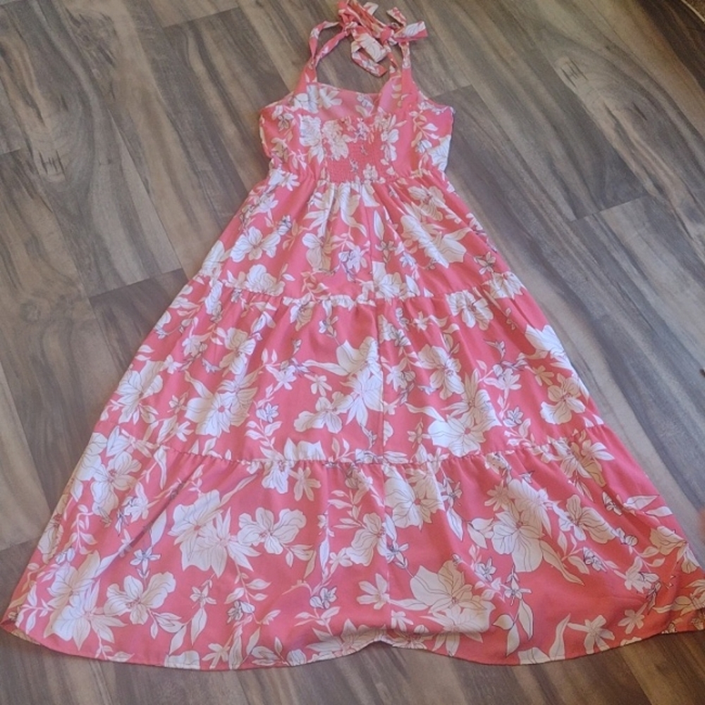 Anthropologie sanctuary pink and white floral maxi sun dress size xs - Picture 8 of 9